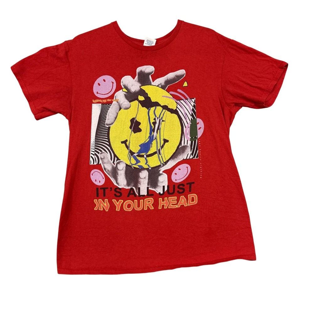 Delta‎ Pro Weight Shirt Mens Medium Red Smiley It's All Just In Your Head Tee